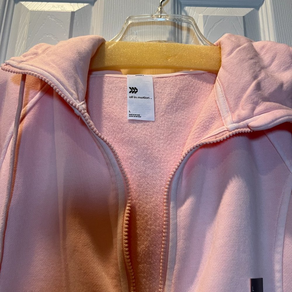 all in motion Pink Fleece  Jacket, Long Sleeves Size Lg Hooded with draw string